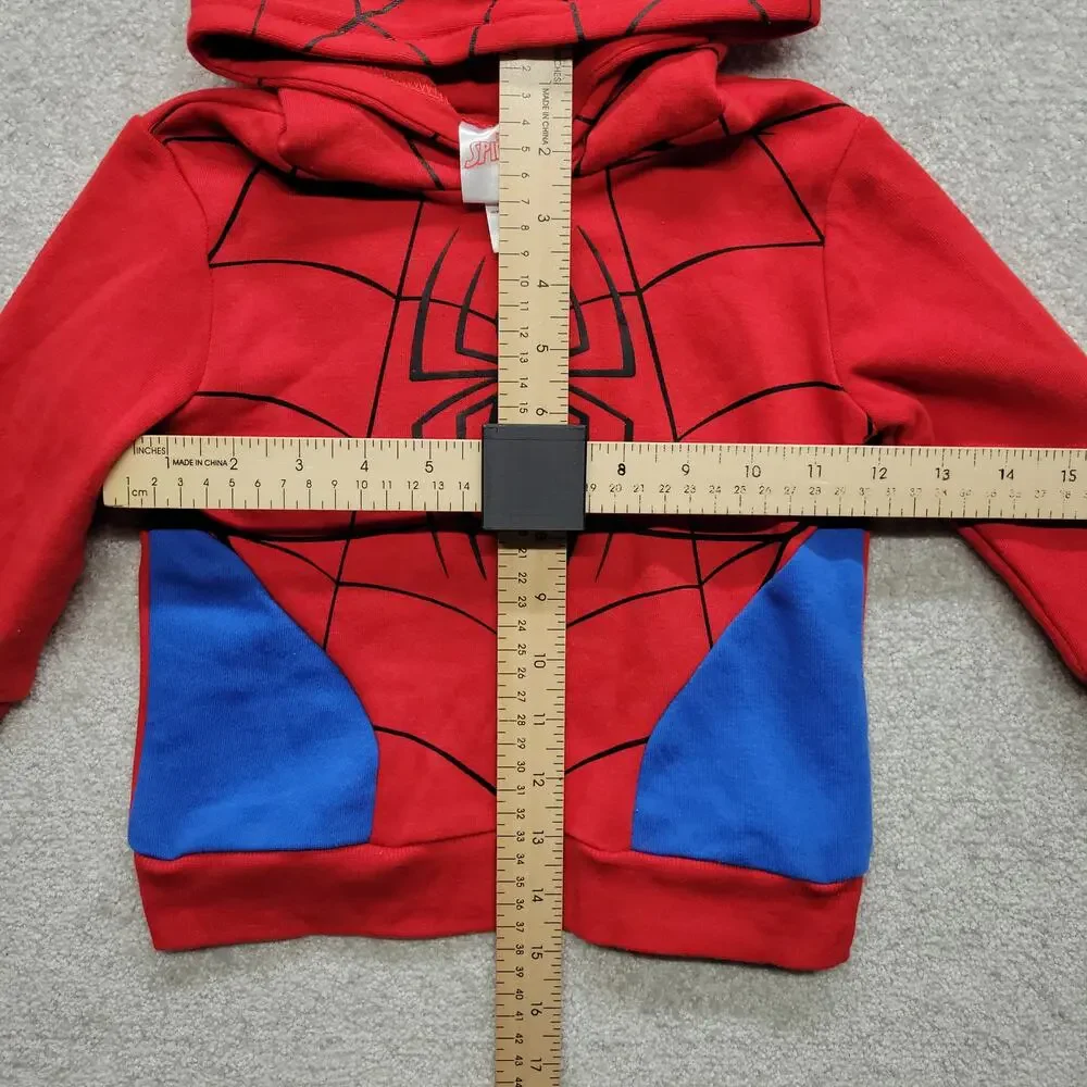 Marvel Spider-Man Hoodie Toddler Boys 2T Red Pullover Hooded Sweatshirt